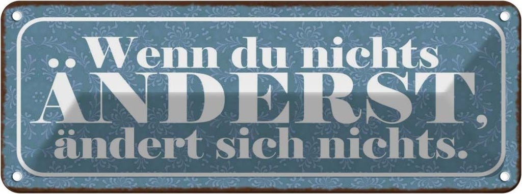 Blechschild 10x27 cm Du nichts änderst ändert Spruch Zitat