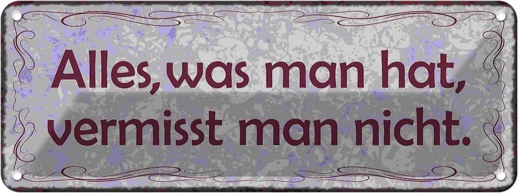 Blechschild 10x27 cm Alles was man hat vermisst nicht Spruch Zitat
