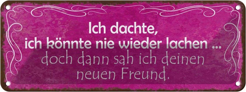 [LA-118093] Blechschild 10x27 cm Freund ich kann wieder lachen Familie Freunde