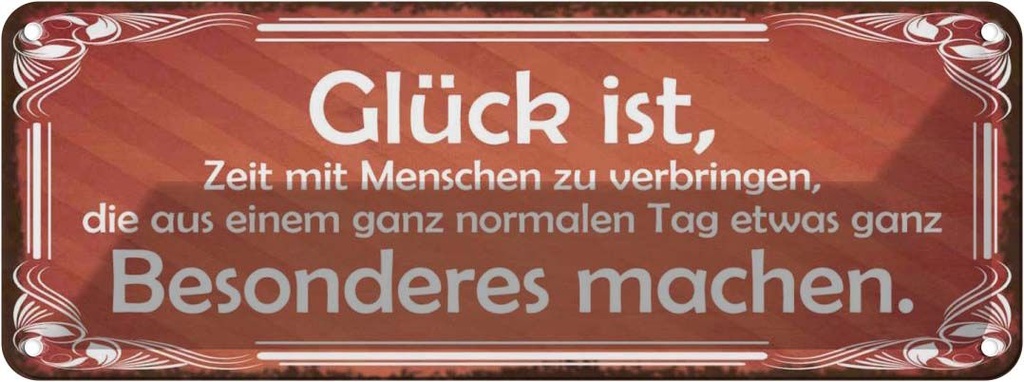 Blechschild 10x27 cm Glück aus Tag Besonderes machen Spruch Zitat