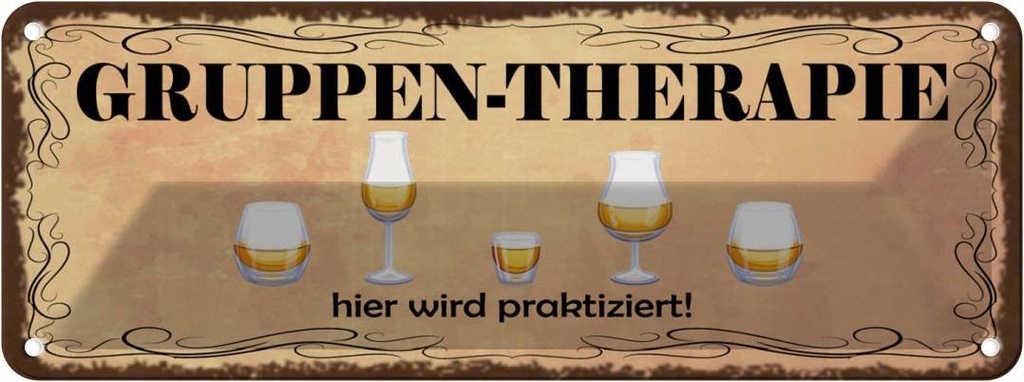 Blechschild 10x27 cm Bier Gruppen Therapie hier wird Spruch Zitat