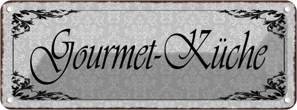 [LA-118130] Blechschild 10x27 cm Gourmet - Küche Feinschmecker Kochen Essen