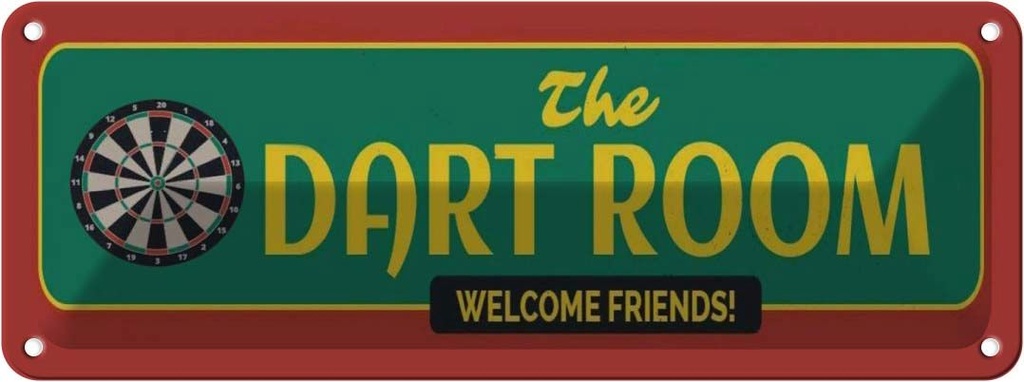 [LA-118148] Blechschild 10x27 cm the Dart Room welcome Friends Sport Hobby