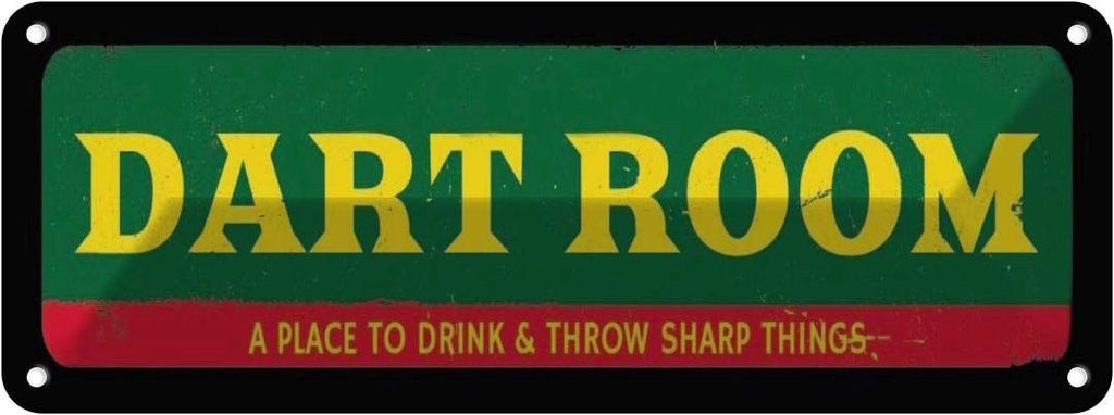 [LA-118150] Blechschild 10x27 cm the Dart room a place to drink Sport Hobby
