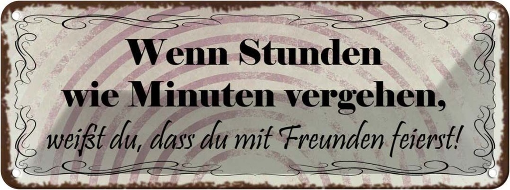 Blechschild 10x27 cm Freunde wenn Stunden wie Minuten Spruch Zitat