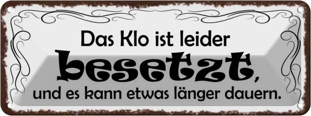 Blechschild 10x27 cm Das Klo ist besetzt kann länger Spruch Zitat