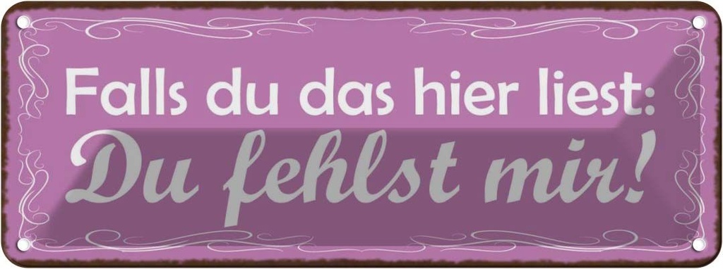 Blechschild 10x27 cm Falls du das liest fehlst mir Spruch Zitat