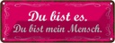 Blechschild 10x27 cm Du bist es mein Mensch Dekoration Spruch Zitat