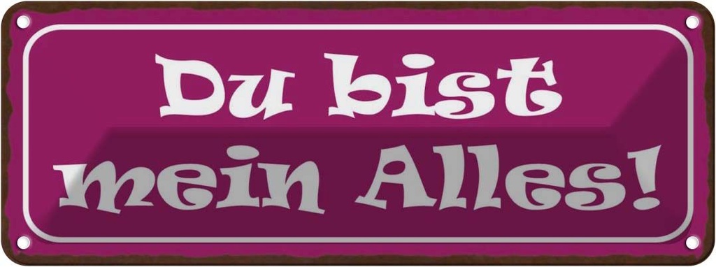 Blechschild 10x27 cm Du bis mein Alles Dekoration Spruch Zitat