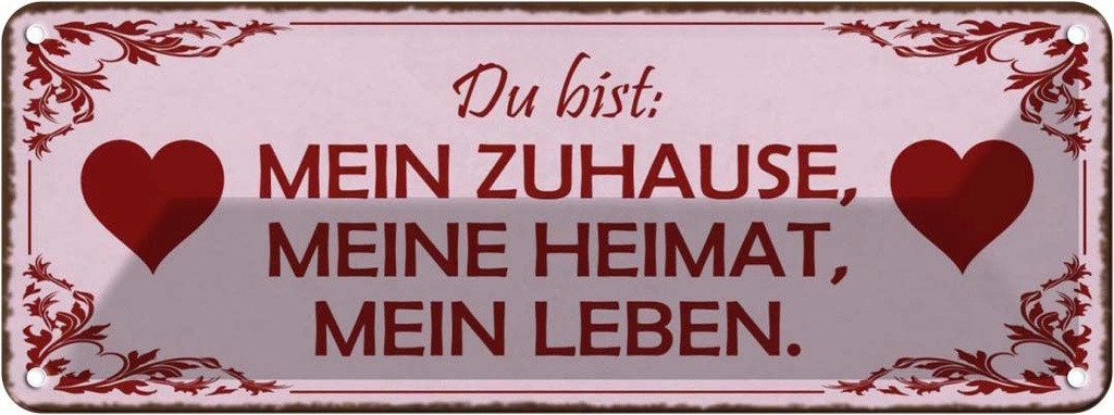 Blechschild 10x27 cm Bist mein Zuhause meine Heimat Spruch Zitat