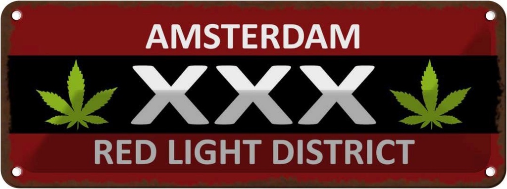 [LA-118229] Blechschild 10x27 cm Amsterdam XXX red light district