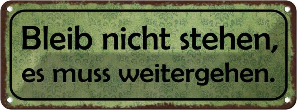 Blechschild 10x27 cm Bleib nicht stehen weitergehen Spruch Zitat