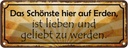 Blechschild 10x27 cm Schönste lieben geliebt werden Dekoration Spruch Zitat Liebe