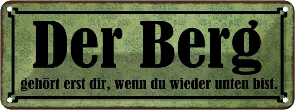 Blechschild 10x27 cm Berg erst dir wenn du unten bist Spruch Zitat
