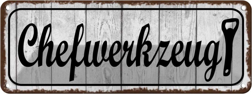 Blechschild 10x27 cm Chefwerkzeug Beruf Arbeit