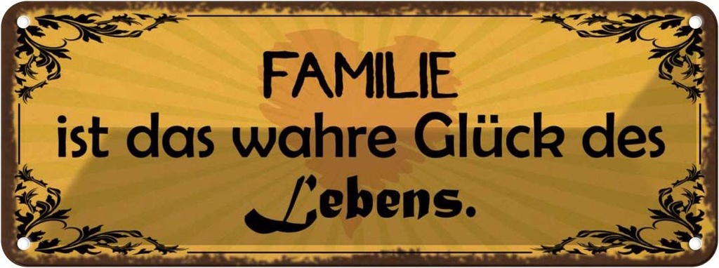 [LA-118384] Blechschild 10x27 cm Familie wahre Glück des Lebens Freunde