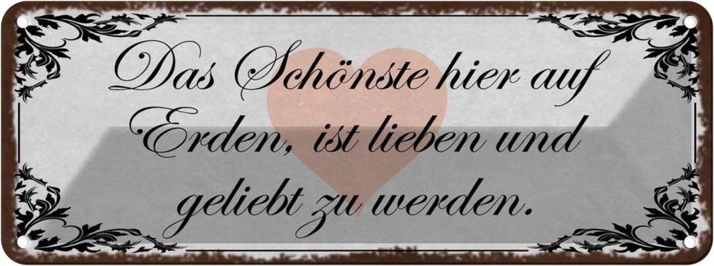 [LA-118407] Blechschild 10x27 cm Schönste auf Erden ist lieben Dekoration Spruch Zitat Liebe