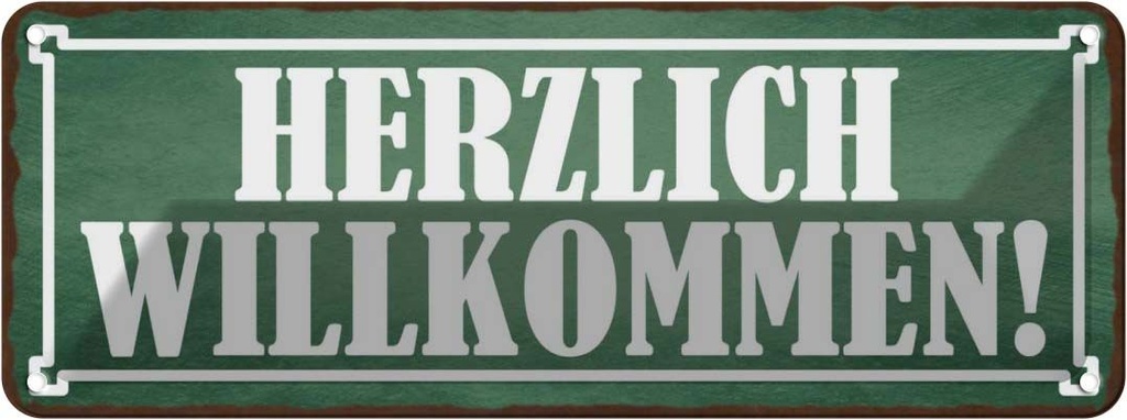 [LA-118411] Blechschild 10x27 cm Herzlich Willkommen Geschenk Familie Freunde