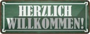 Blechschild 10x27 cm Herzlich Willkommen Geschenk Familie Freunde