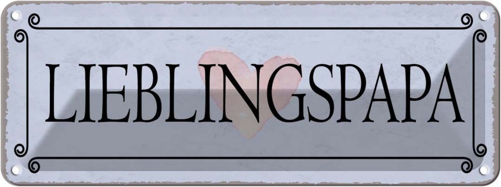 [LA-118445] Blechschild 10x27 cm Lieblingspapa Herz Familie Freunde