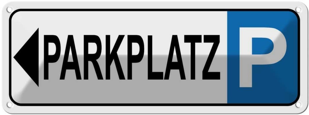 [LA-118460] Blechschild 10x27 cm Parkplatz links Parkplatzschild