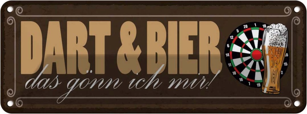[LA-118465] Blechschild 10x27 cm Dart & Zitat Bier das gönn ich mir Sport Hobby Spruch
