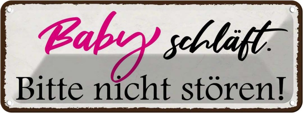 [LA-118533] Blechschild 10x27 cm Baby schläft bitte nicht stören