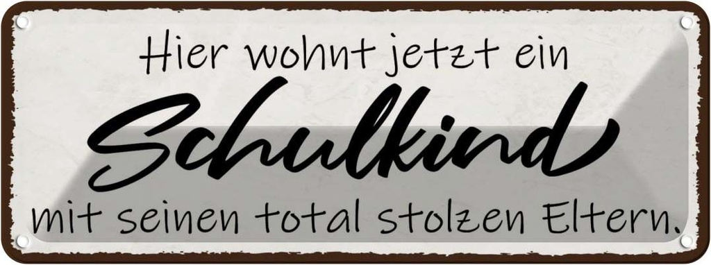 [LA-118536] Blechschild 10x27 cm hier wohnt Kinder Teens Spruch Zitat jetzt Schulkind mit Witz Humor Lustig Spaß Kids