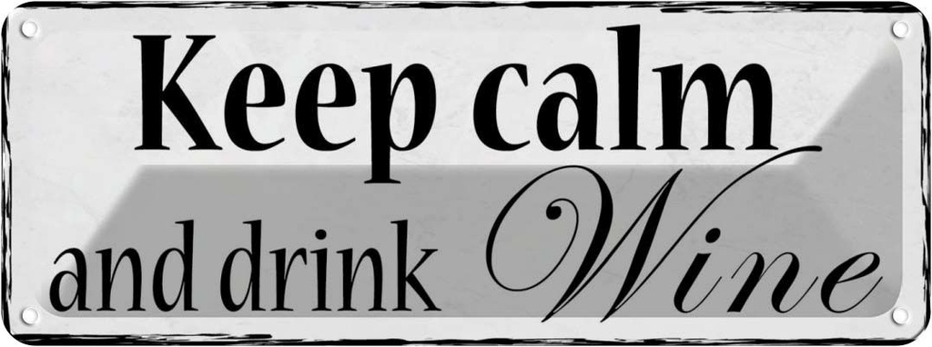 [LA-118605] Blechschild 10x27 cm Keep Calm and drink wine Yoga