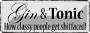 Blechschild 10x27 cm Gin & Tonic how classy people Essen Trinken