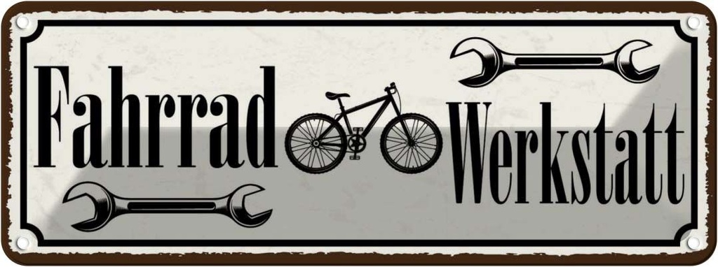 [LA-118629] Blechschild 10x27 cm Fahrrad Wekstatt Auto Garage Werkstatt