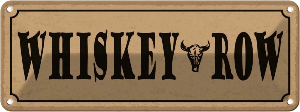 [LA-118644] Blechschild 10x27 cm Whiskey Row Alkohol Essen Trinken Bar Club