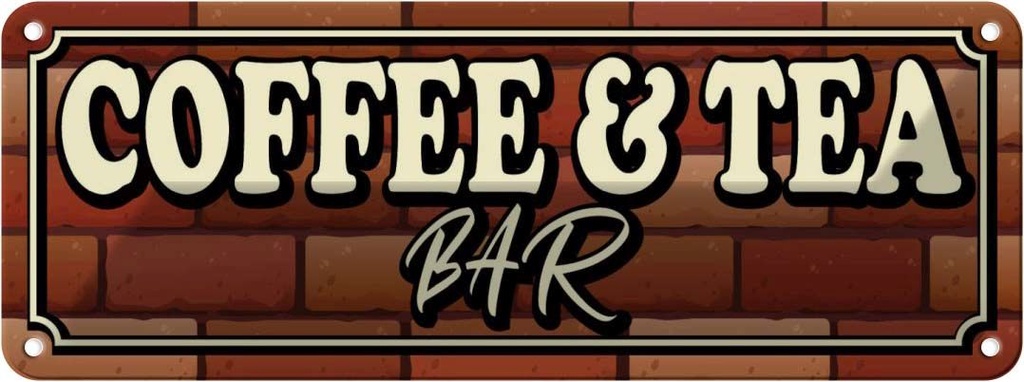 [LA-118648] Blechschild 10x27 cm Coffee & Alkohol Tea Bar Kaffee Tee Essen Trinken Club