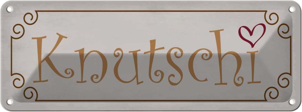 [LA-118652] Blechschild 10x27 cm Knutschi Herz Dekoration