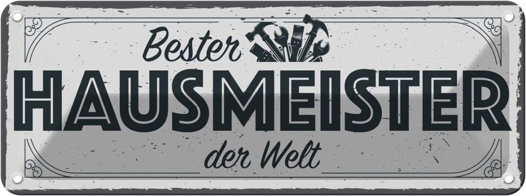 Blechschild 10x27 cm Bester Hausmeister der Welt Spruch Zitat