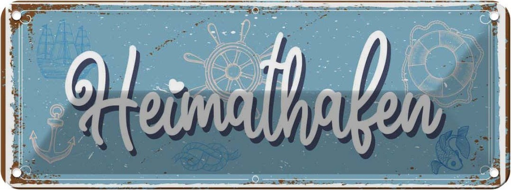 [LA-135653] Blechschild 10x27 cm Heimathafen