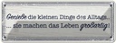 Blechschild 10x27 cm Genieße die kleinen Dinge Alltags Spruch Zitat