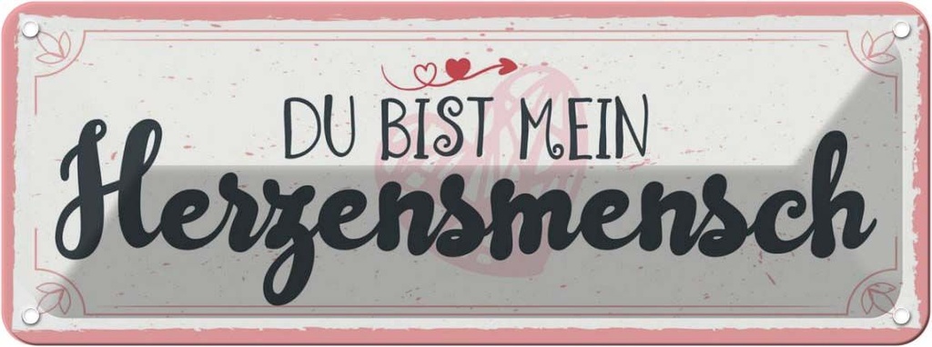 Blechschild 10x27 cm Du bist mein Herzensmensch Spruch Zitat