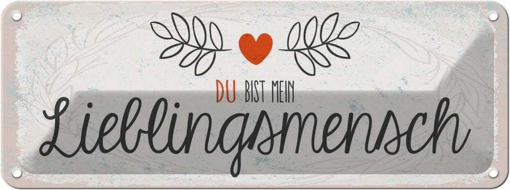 Blechschild 10x27 cm Du mein Lieblingsmensch Herz Spruch Zitat