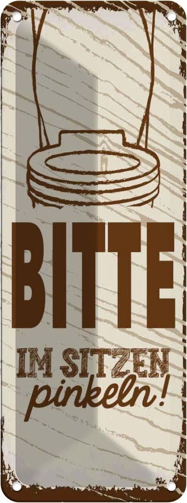 [LA-135736] Blechschild 27x10 cm lustig Bitte im sitzen pinkeln Witz Humor Spaß
