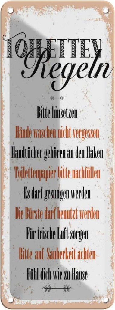 [LA-135749] Blechschild 27x10 cm lustig Toiletten Regeln Witz Humor Spaß