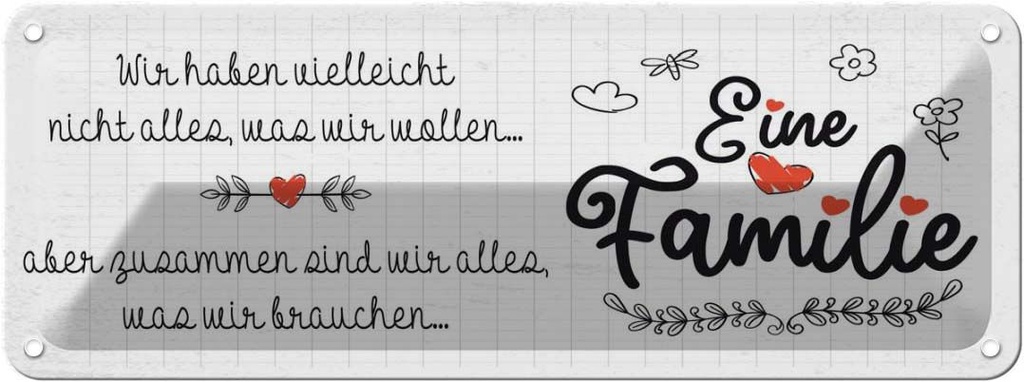 Blechschild 10x27 cm Familie Wir haben nicht alles aber Spruch Zitat