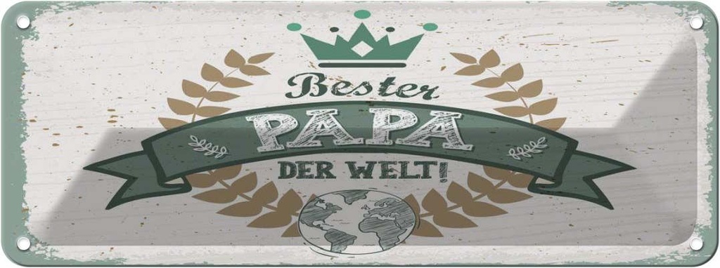 Blechschild 10x27 cm Bester Papa der Welt Spruch Zitat