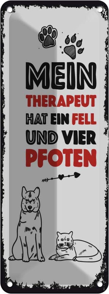 [LA-135792] Blechschild 27x10 cm Tiere Mein Therapeut 4 Pfoten Tier Haustier