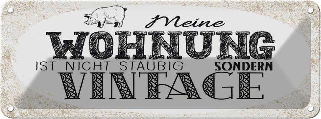 [LA-135809] Blechschild 10x27 cm Wohnung nicht staubig Vintage Spruch Zitat