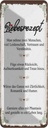 Blechschild 27x10 cm Liebesrezept man nehme 2 Menschen Liebe