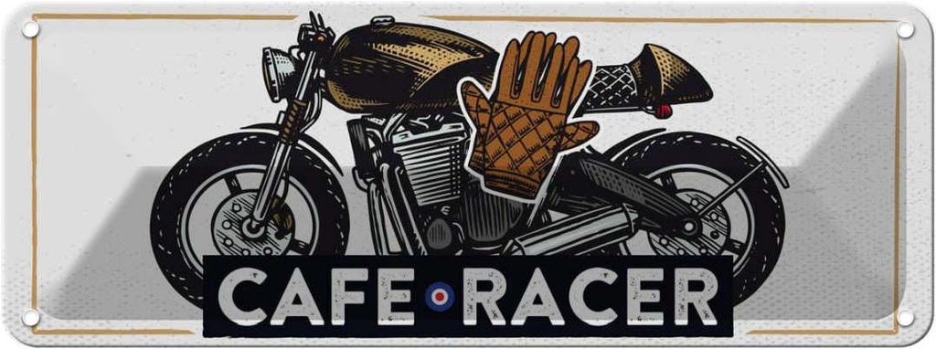 Blechschild 10x27 cm Cafe Racer Motorrad