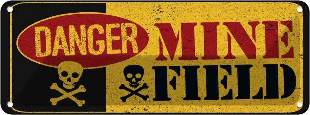 Blechschild 10x27 cm Danger Mine Field Minenfeld