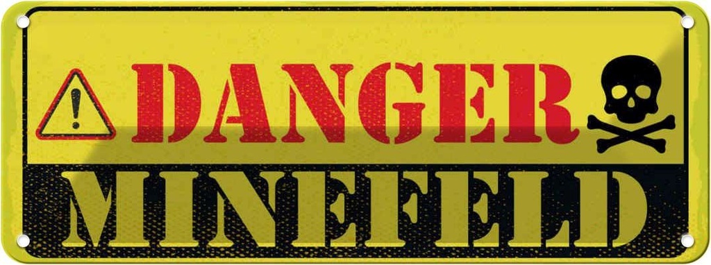 Blechschild 10x27 cm Danger Mine Field Minenfeld