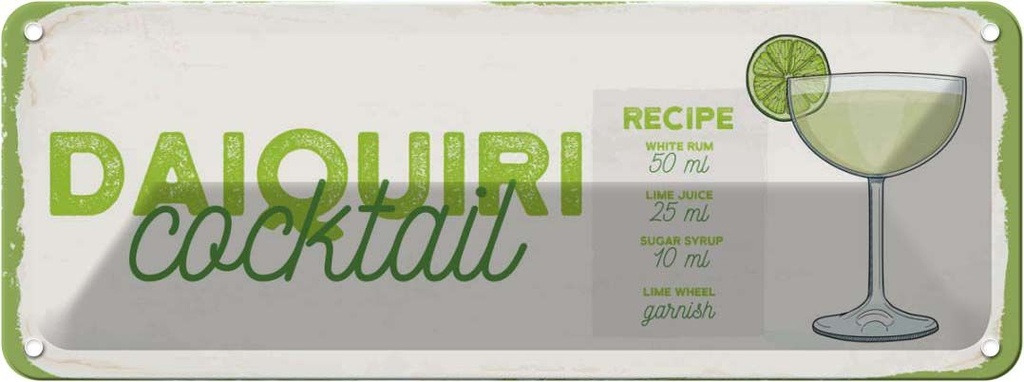 Blechschild 10x27 cm Daiquiri Cocktail Recipe
